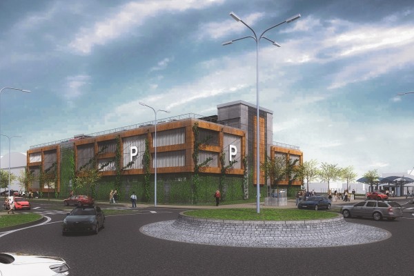 Vizualizace Parkovacího domu P+R U Stadionu.